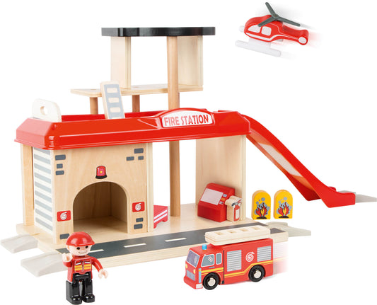Vatrogasna postaja s dodacima | Set sadrži vatrogasnu postaju, vozilo, helikopter, vatrogasni aparat, požare, ljestve i dodat