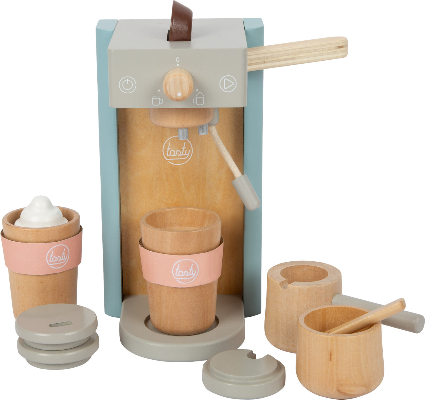 Set aparat za kavu "ukusan" | Paket sadrži aparat za kavu, dvije kapsule, šalicu za van, šećernicu, žlicu, vrč za mlijeko i d
