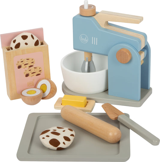 Set miksera „Tasty“ | Paket sadrži mikser, kutiju za mješavinu, dva keksa od tkanine, maslac, posudu za maslac, jaje, zdjelu,