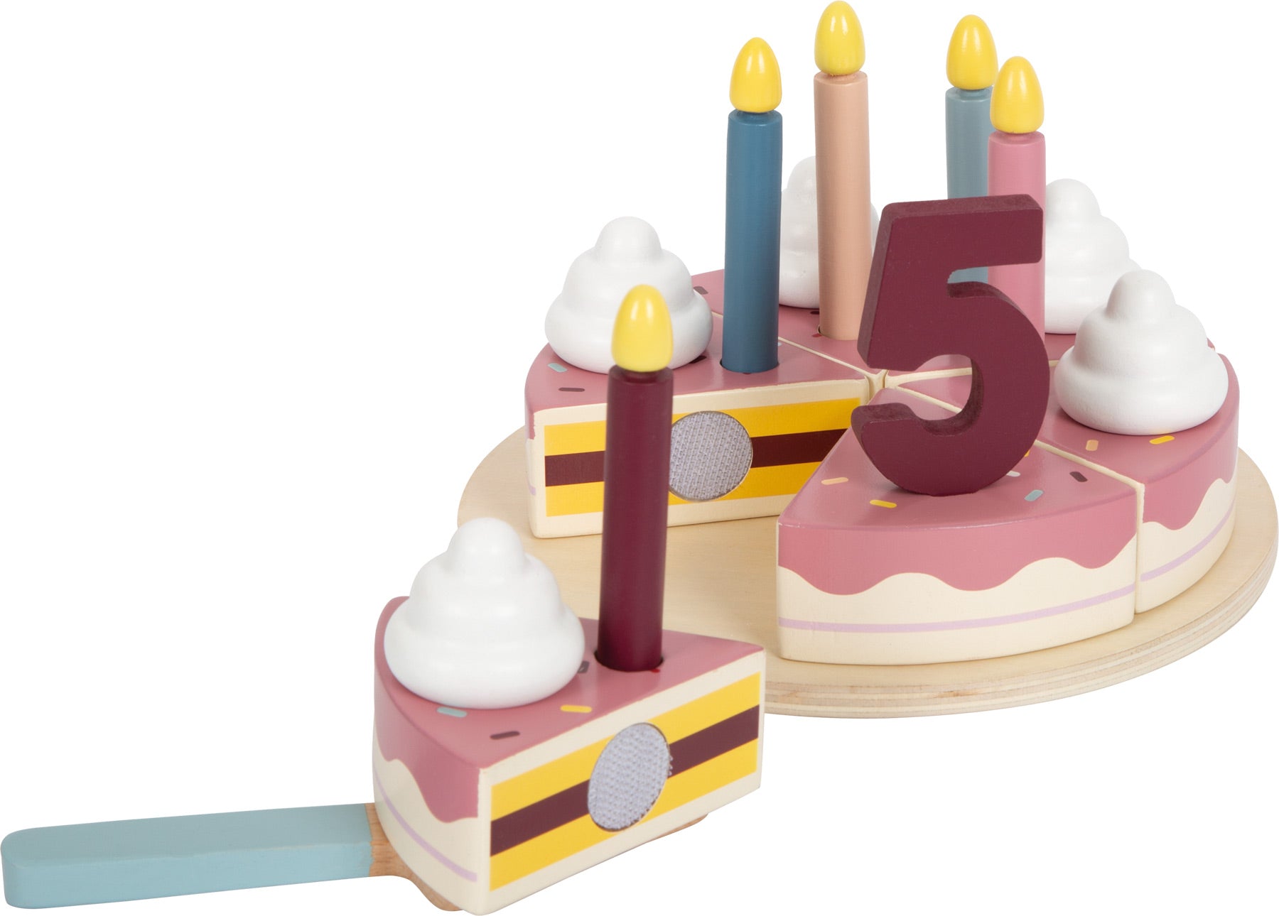 Rezani rođendanski kolač "ukusan" | Set sadrži 6 komada torte, 5 svjećica, 5 porcija kreme, 5 brojeva, tanjur i lopaticu za t