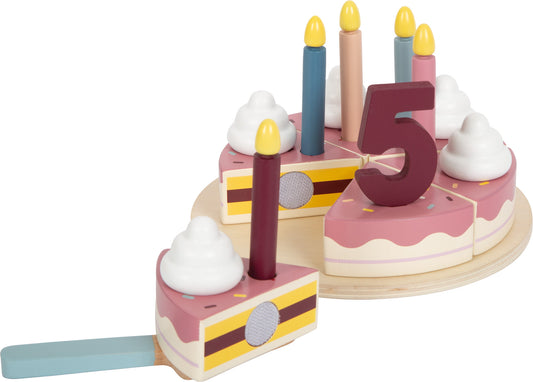 Rezani rođendanski kolač "ukusan" | Set sadrži 6 komada torte, 5 svjećica, 5 porcija kreme, 5 brojeva, tanjur i lopaticu za t